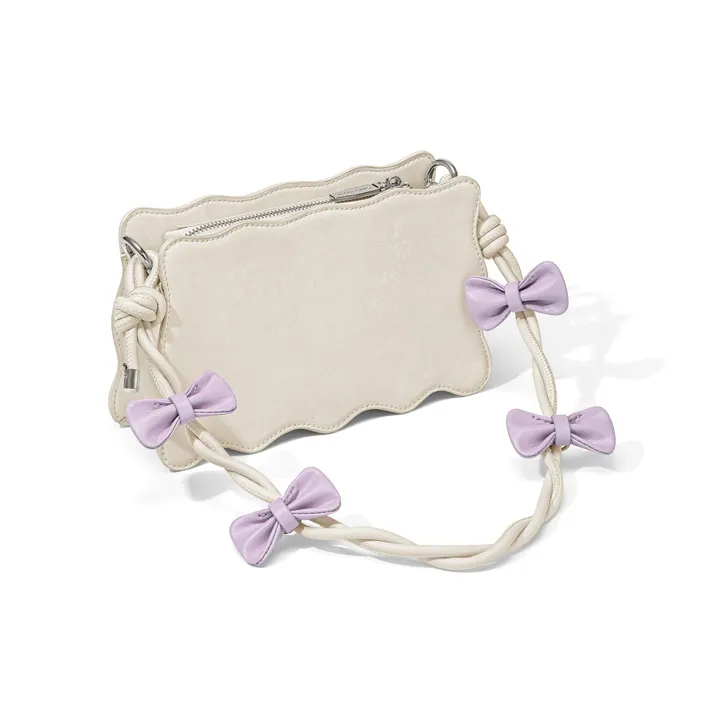CinvaiKrose Synthetic Leather Shoulder Bag French Shoulder Bag Small Square Bag Small Size Women's Ecru/Silver-4