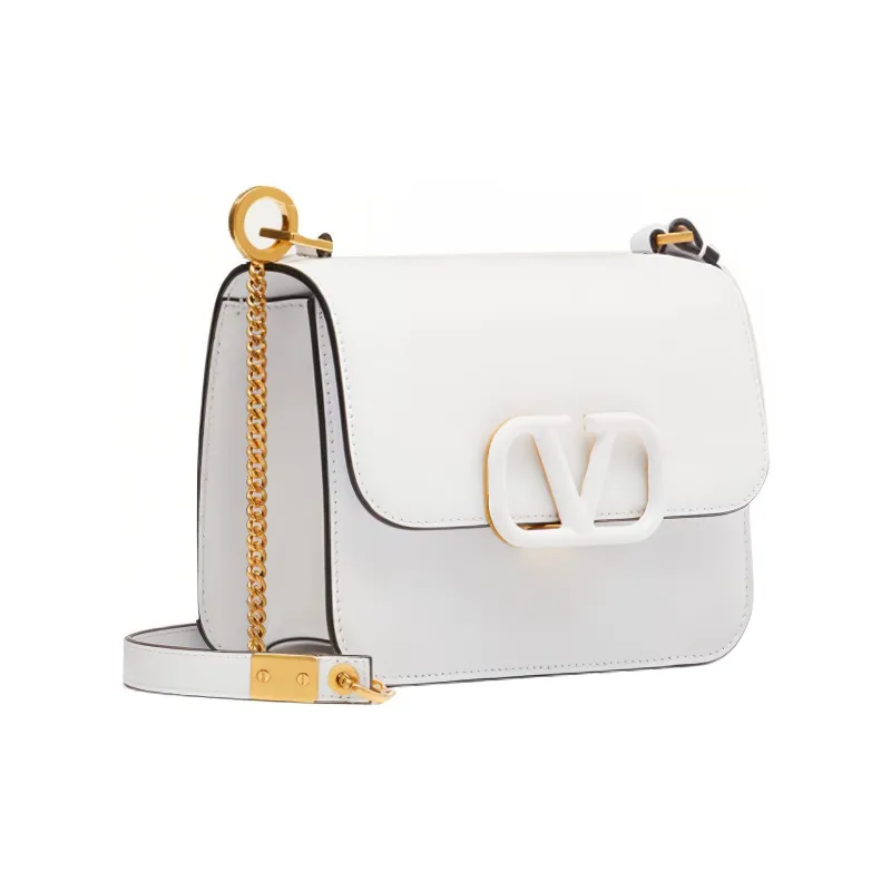 Valentino VSLING Smooth Finish Calfskin Crossbody Bag, Shoulder Bag Trumpets Women's White-1