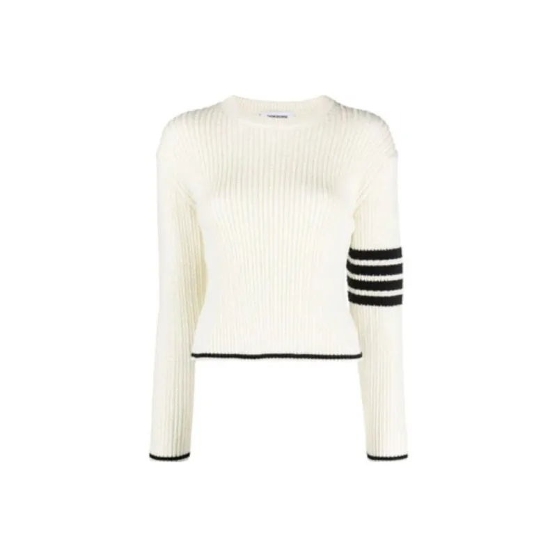 THOM BROWNE 4 Bar Stripes Crewneck Cable Knitted Jumper-0