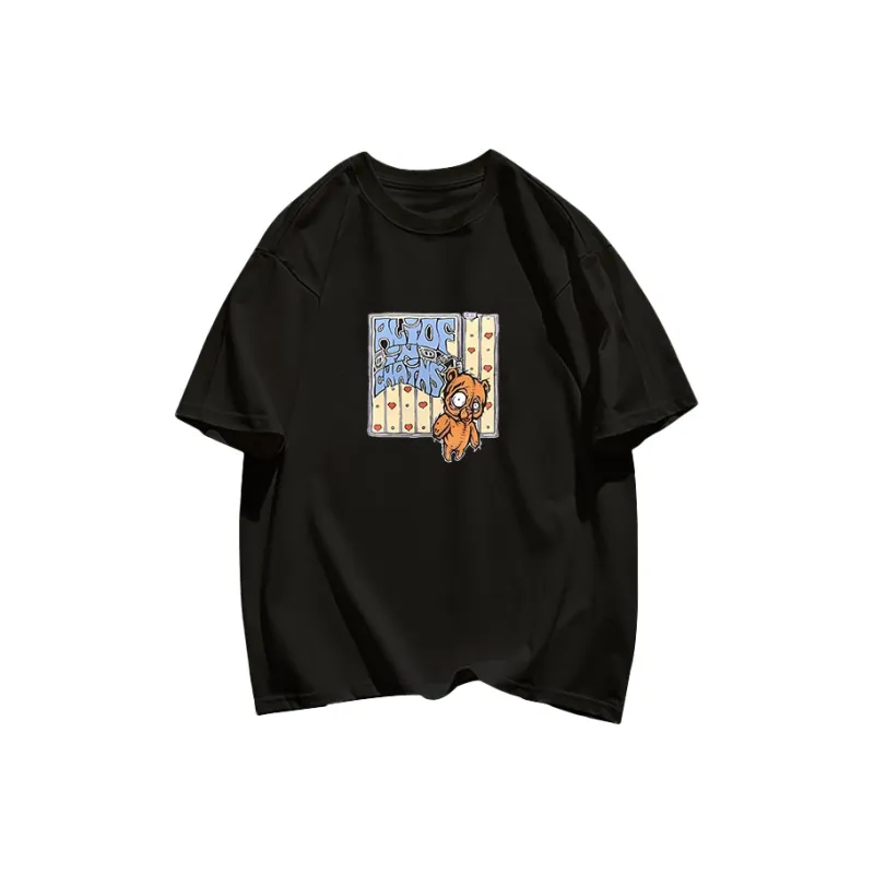 Cotton Shopping Drop Shoulder Sleeve T Shirt Women's-12