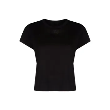 Alexander Wang Essential Jersey Shrunk Puff Logo Bound Neck Tee Black