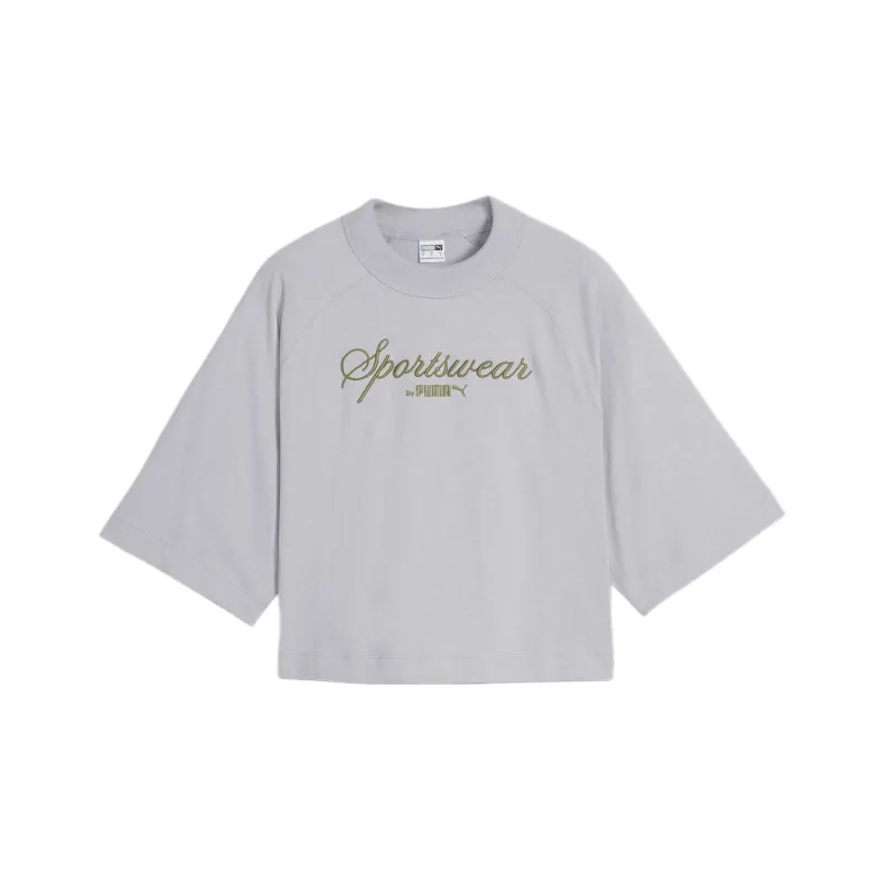 PUMA CLASSICS Raglan Sleeve T Shirt Women's Light Gray-0