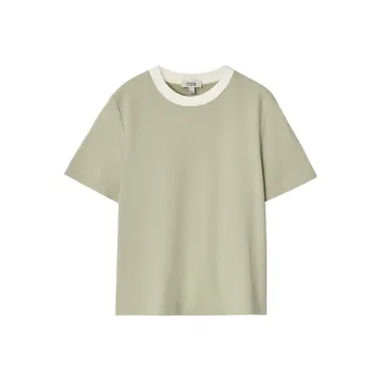 COS Regular T Shirt Women's Green/Beige