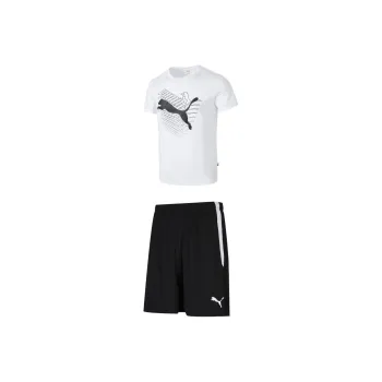PUMA Casual Sportswear Men Clothing Set White T Shirt+Black Shorts