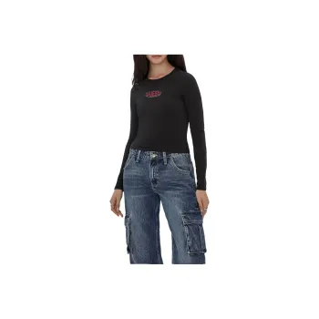 GUESS Originals Eco Oval Logo Top T Shirt Women's Black
