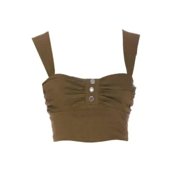 PINKO Button Detailed Crop Top