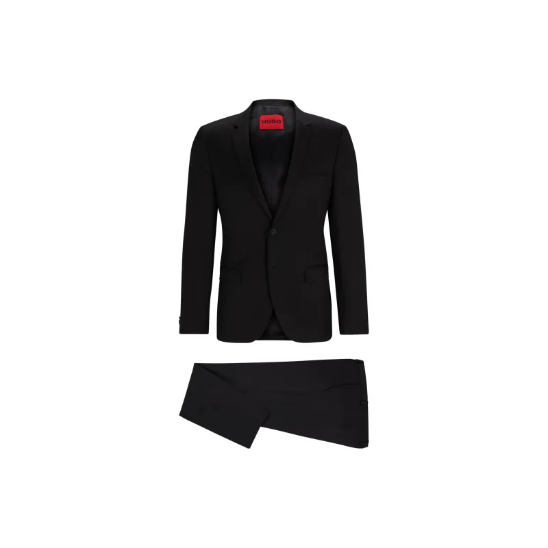 HUGO BOSS FW23 Extra-Slim-Fit Suit In Wool Business Suits Men's Black-0
