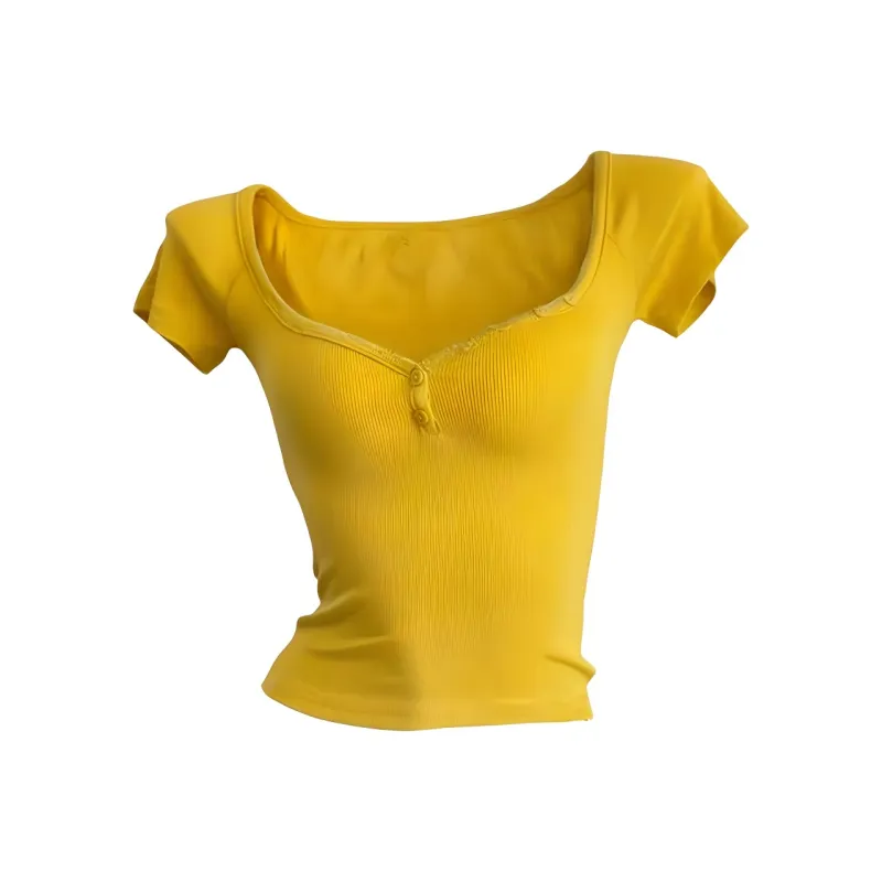 DOKZB T Shirts Women's Yellow-0
