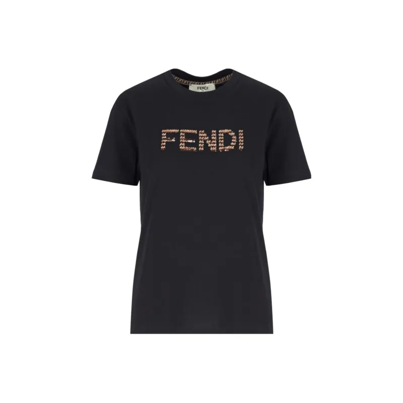 FENDI Logo Detailed Crewneck T Shirt-0