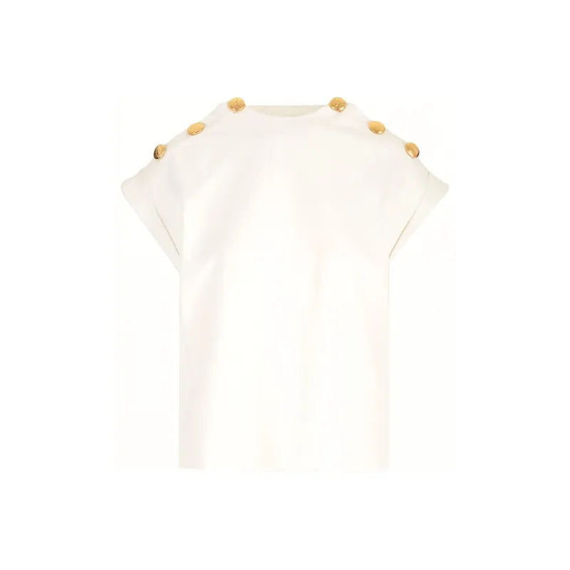 Alexander McQueen Seal Button Embellished T Shirt-0
