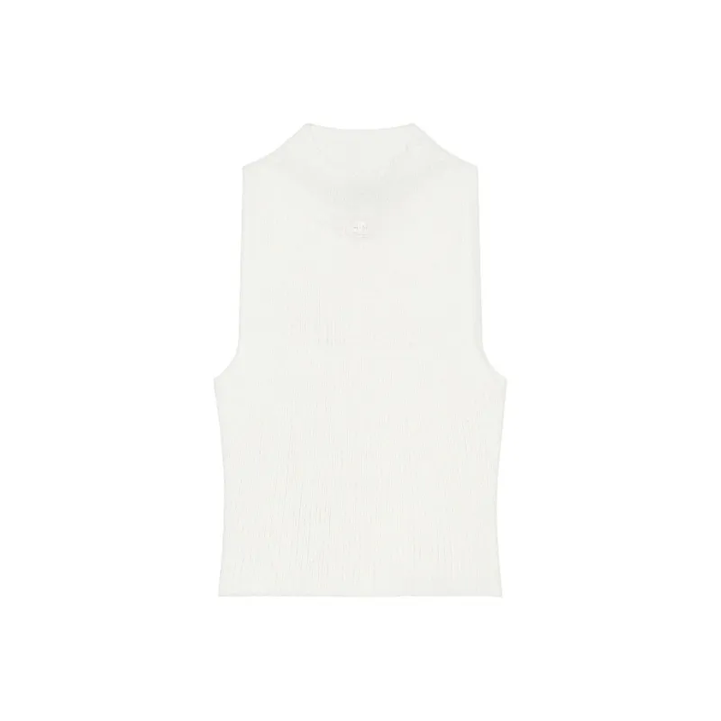 COURREGES Cropped Ribbed Tank Top-0