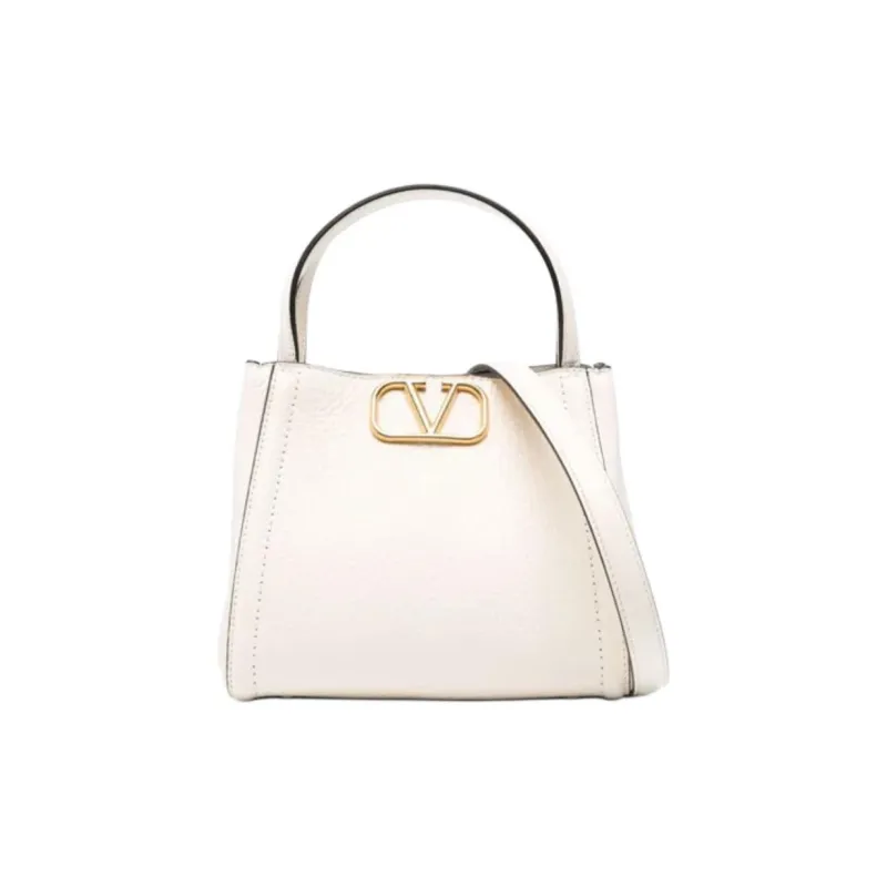 Valentino Cow Leather Handbag Small Size Women's Ecru-0
