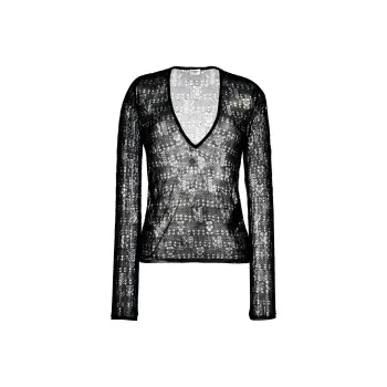 SAINT LAURENT Open knit Semi sheer Top