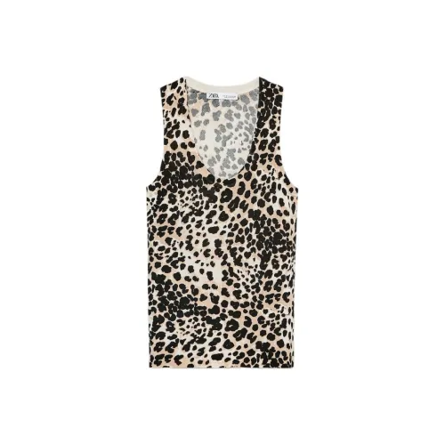ZARA Tank Tops Women's Leopard Print