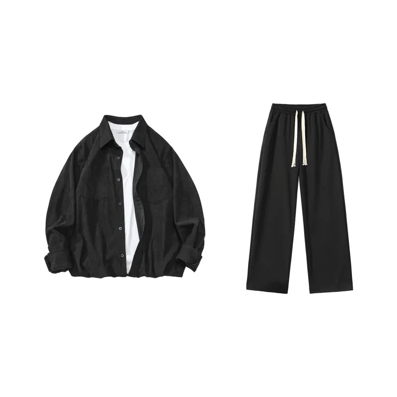 LIVINGTOWN Shirt Matching Set Unisex Black-0