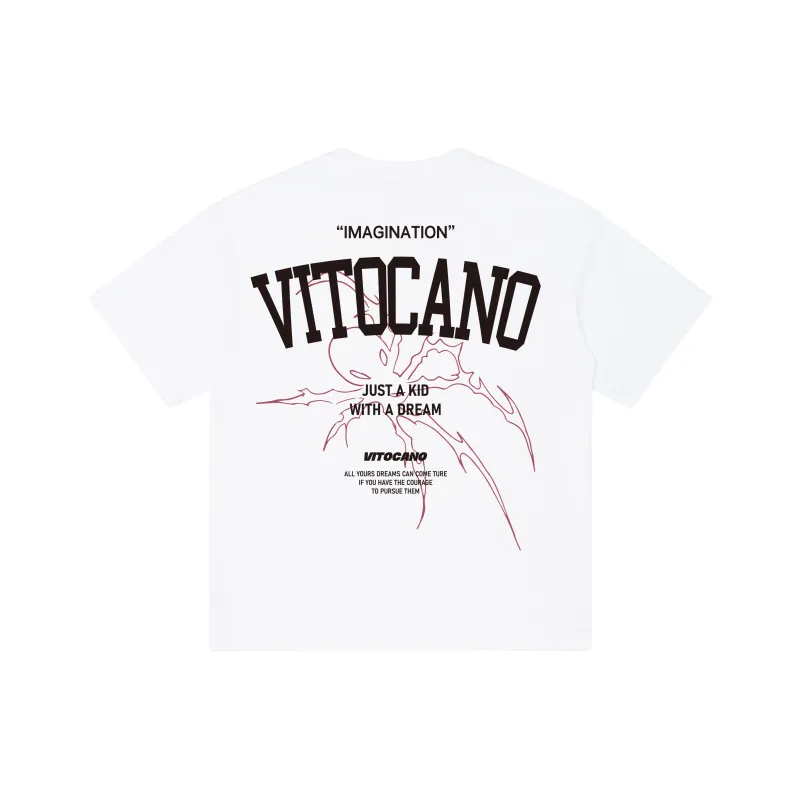 Vitocano Drop Shoulder Sleeve T-Shirt Unisex White-2