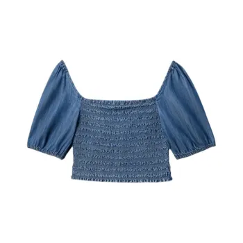 MICHAEL KORS SS25 Crop Top Women's Denim Blue