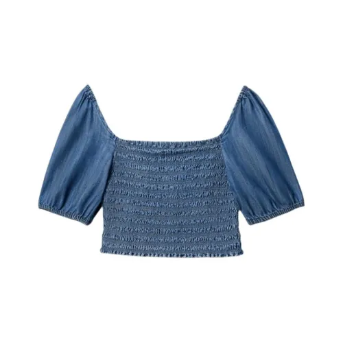 MICHAEL KORS SS25 Crop Top Women's Denim Blue