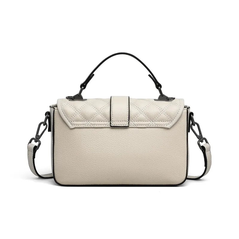 EBLAN Cow Leather Handbag Regular Women's Black/White-9
