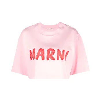MARNI Logo Printed Cropped T Shirt