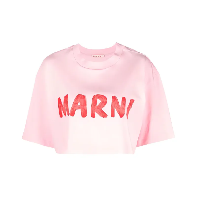 MARNI Logo Printed Cropped T Shirt-0