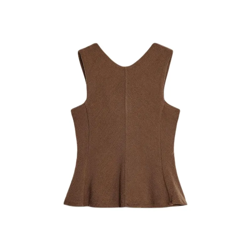ZARA Tank Tops Women's Brown-0