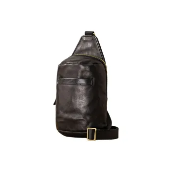 Back Step Cow Leather Sling Bag Men's Black