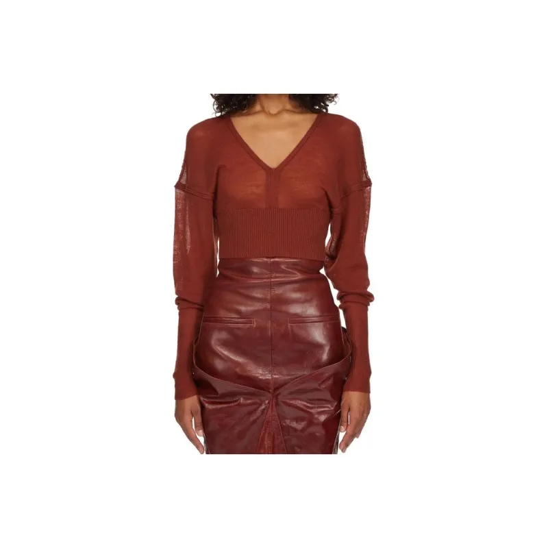 RICK OWENS V Neck Knit Top-0