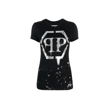 PHILIPP PLEIN Crystal embellished Logo T shirt