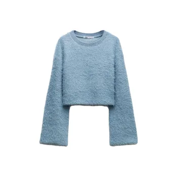 ZARA Crop Tops Women's Light Blue