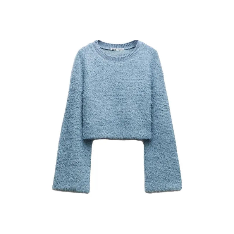 ZARA Crop Tops Women's Light Blue-0