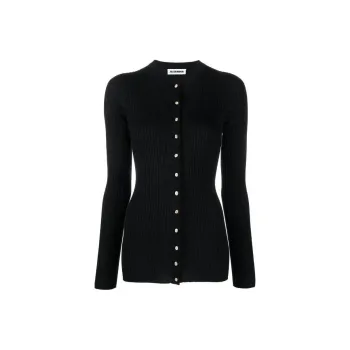 JIL SANDER Round Neck Ribbed Cardigan