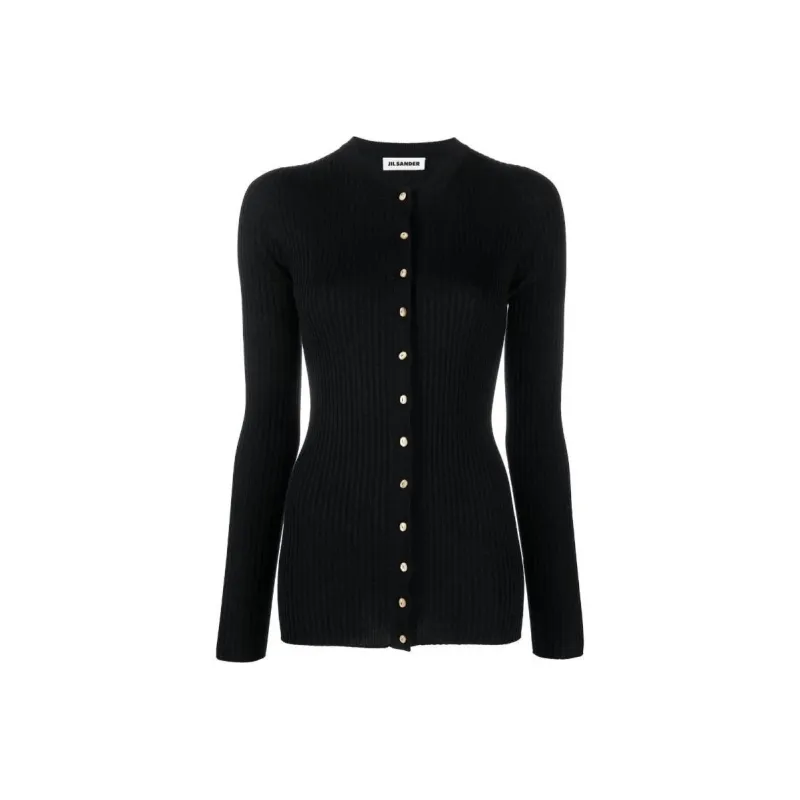 JIL SANDER Round Neck Ribbed Cardigan-0