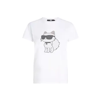 KARL LAGERFELD / Karl Lagerfeld Jeans Ikonik 2.0 Choupette Embellished Crewneck T Shirt