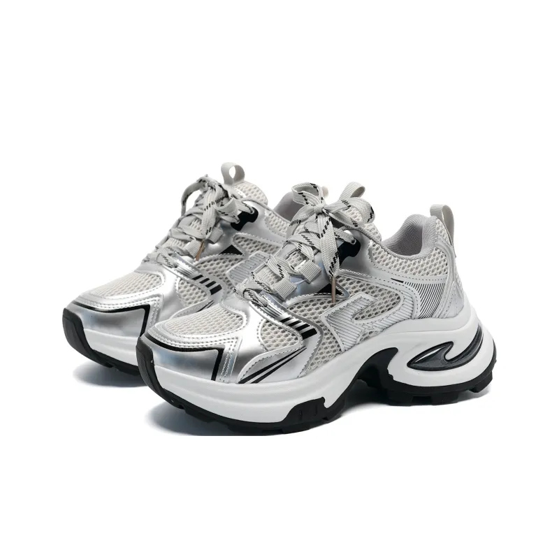 Circle Small Cushioning, Slip Resistant, Breathable, Supportive, Lightweight Low Top Chunky Sneakers Women's-2