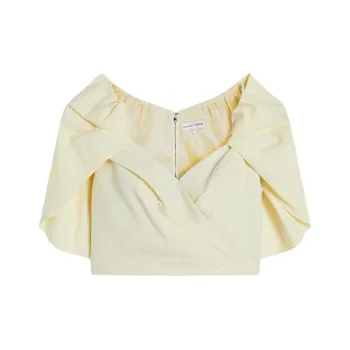 SCANLAN THEODORE Italian Cape Sleeve Top Crop Tops Women's Cream