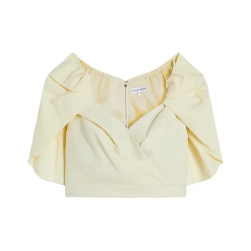 SCANLAN THEODORE Italian Cape Sleeve Top Crop Tops Women's Cream