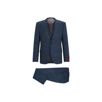 HUGO BOSS Slim-Fit Three-Piece Suit In Performance-Stretch Jersey Business Suits Men's 3 Pack Blue