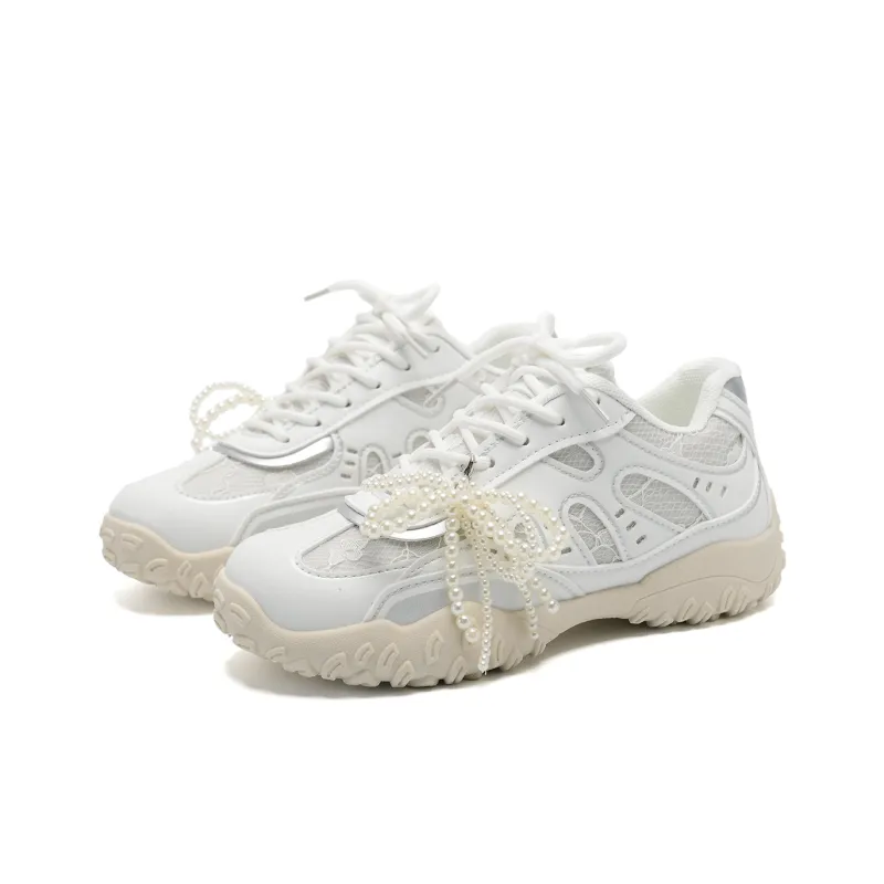 Circle Small Cushioning, Slip Resistant, Breathable, Supportive, Lightweight Low Top Chunky Sneakers Women's-9