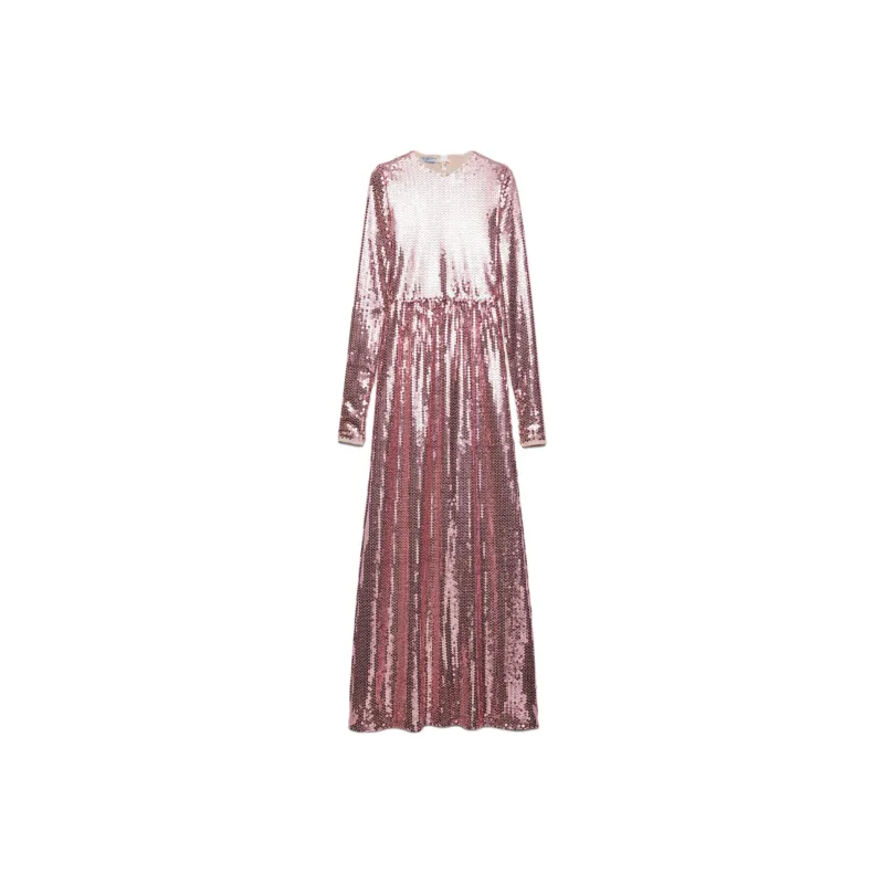 PRADA Long Sleeved Dress Women's Green Peach Pink-0