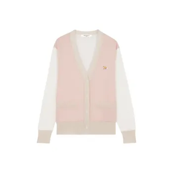 Maison Kitsune Baby Fox Patch Color Block Knit Cardigan