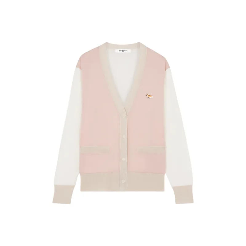 Maison Kitsune Baby Fox Patch Color Block Knit Cardigan-0