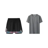 Black Shorts+Gray Top