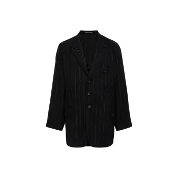 Yohji Yamamoto Pour Homme Pinstriped Single-Breasted Tailored Blazer