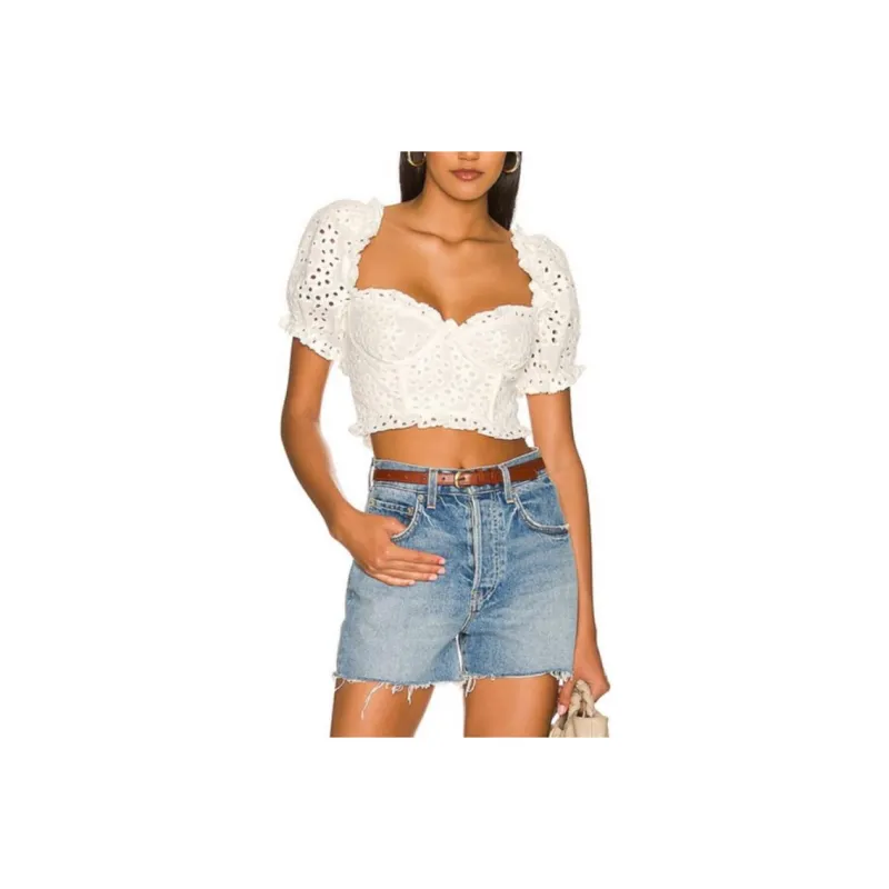 FOR LOVE & LEMONS Crop Tops Women's White-0