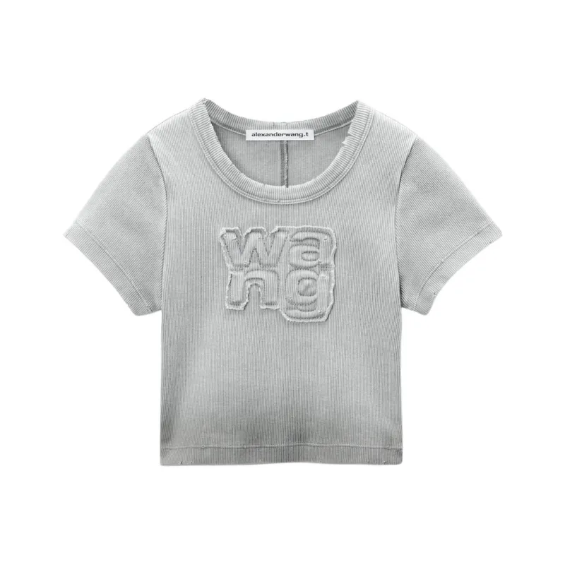 Alexander Wang Logo appliqué Cropped T shirt-0