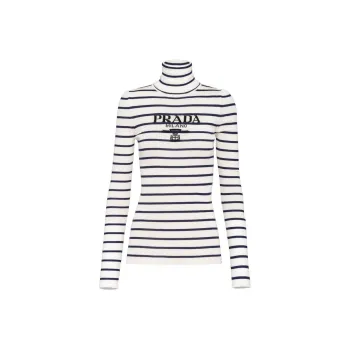 PRADA Logo intarsia Striped Jumper