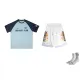 Patchwork Canvas Short-Sleeved-Navy Blue+Ice Cream Shorts+Sports Socks (Random Socks)