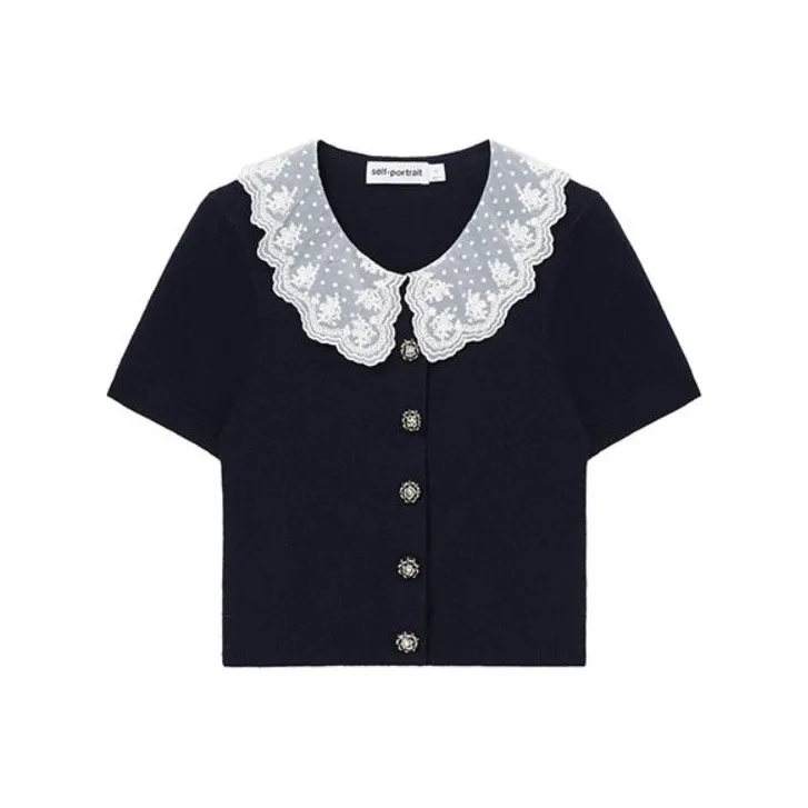 Self portrait Sweater Women's Navy Blue-0