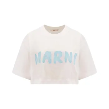 MARNI Logo Printed Cropped T Shirt